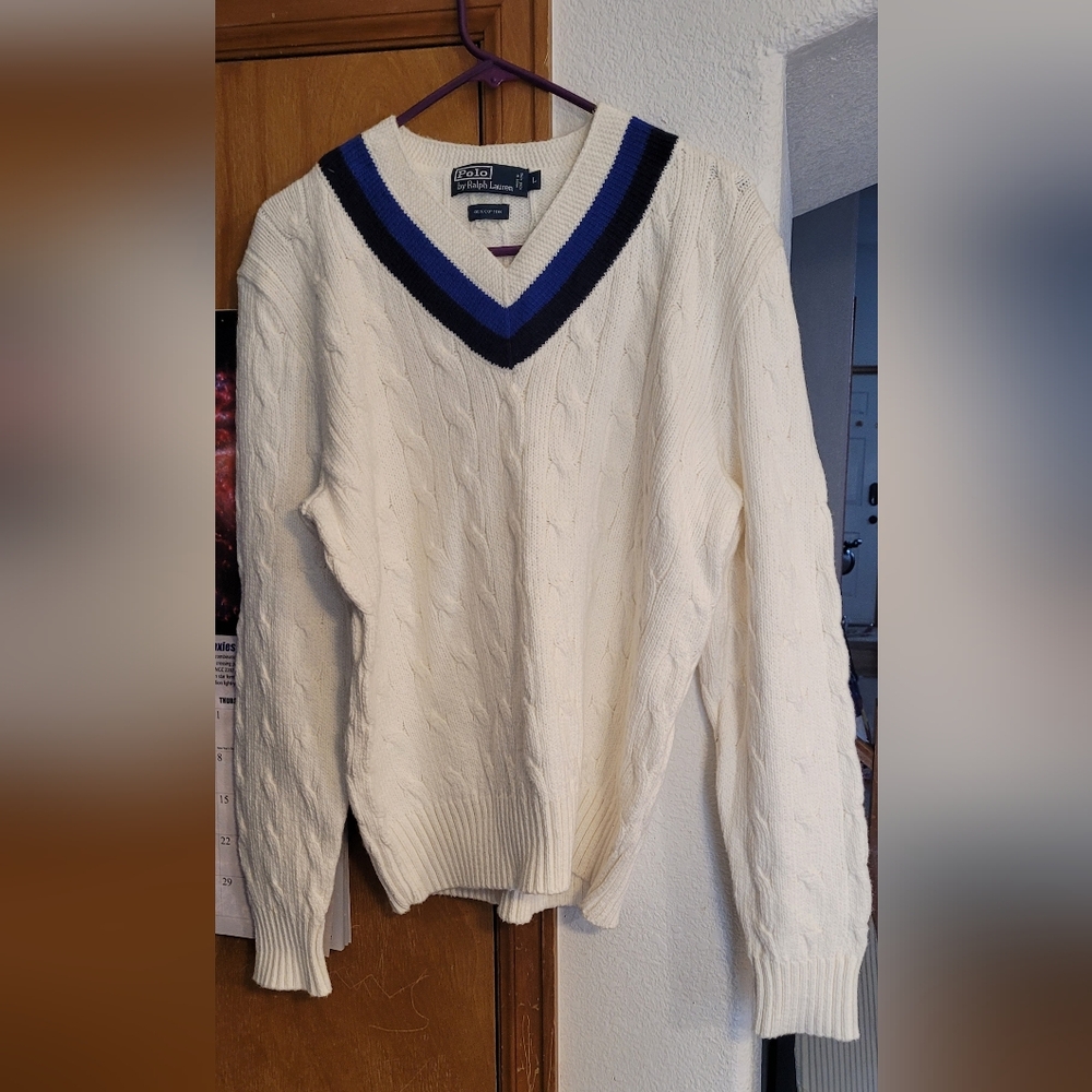 Ralph Lauren Tennis Sweater with Black and Blue Trim